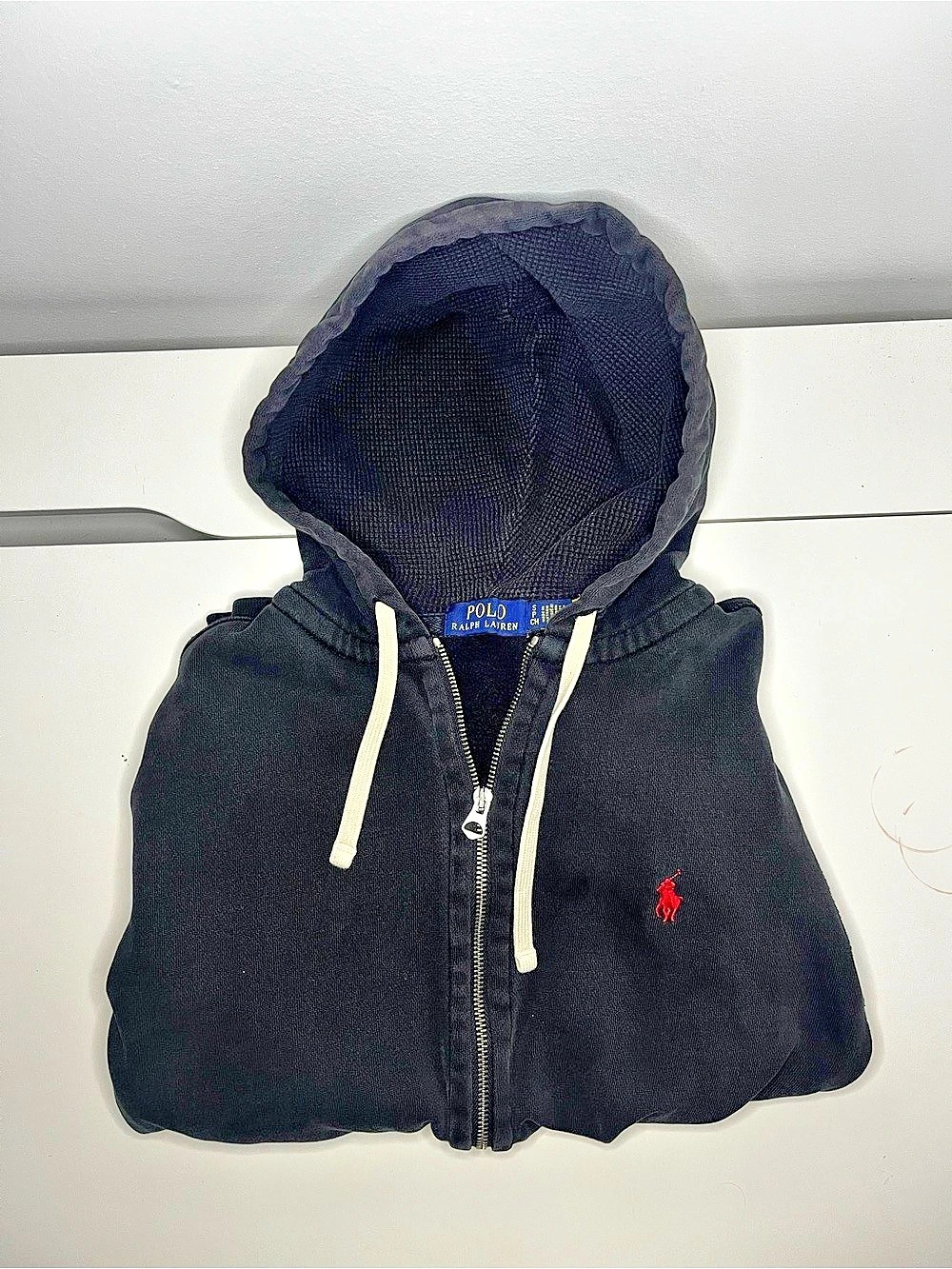 Polo Ralph Lauren Waffle Lined Full Zip Hoodie Black Small